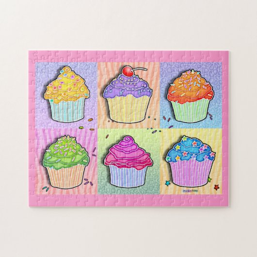 Pop Art Rainbow Cupcakes Puzzle Legpuzzel (Horizontaal)