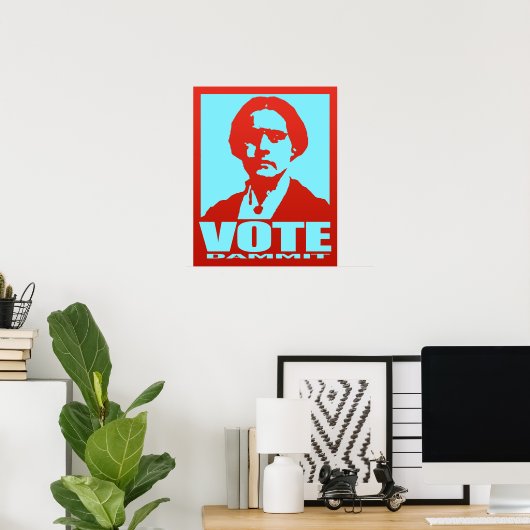 Pop-Art Red & Aqua Vote Dammit Susan B. Anthony Poster (Thuiskantoor)