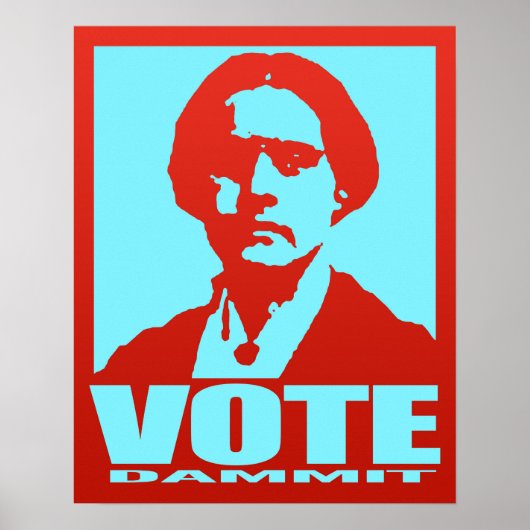 Pop-Art Red & Aqua Vote Dammit Susan B. Anthony Poster (Voorkant)