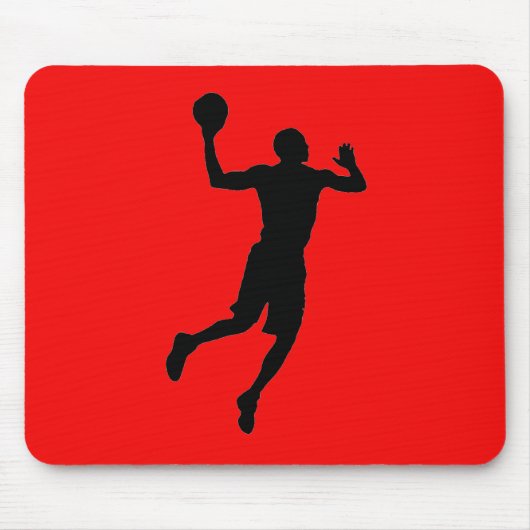 Pop Art Red Black Basketball Player Silhouette Muismat (Voorkant)