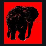 Pop Art Red Black Elephant Silhouette Poster<br><div class="desc">Digitaal inkt-effect Pop-kunstwerk - Afrikaanse dierensoftwareketens</div>