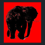 Pop Art Red Black Elephant Silhouette Poster<br><div class="desc">Digitaal inkt-effect Pop-kunstwerk - Afrikaanse dierensoftwareketens</div>