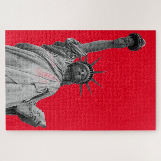 Pop Art Red Black White Vrijheidsbeeld Legpuzzel (Horizontaal)