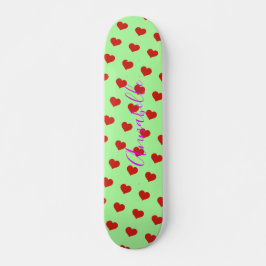 Pop Art Red Heart Pattern over groene achtergrond Persoonlijk Skateboard