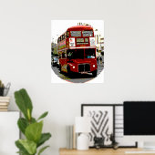 Pop Art Red London Bus Poster (Thuiskantoor)