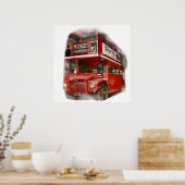 Pop Art Red London Bus Poster (Keuken)