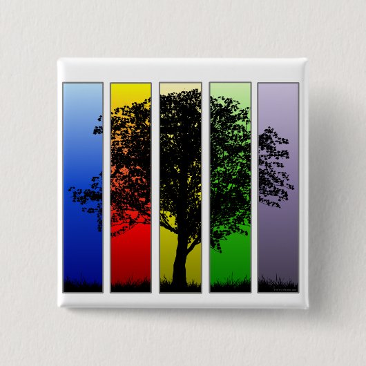 Pop Art Regenboog Boom Vierkante Button 5,1 Cm (Voorkant)