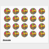 Pop Art Regenboog Cupcakes Explosie Ronde Sticker (Vel)