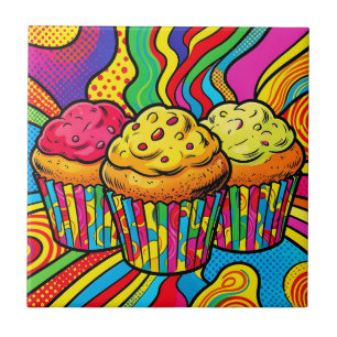 Pop Art Regenboog Cupcakes Explosie Tegeltje
