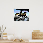 Pop Art Renpaarden Print Poster (Keuken)