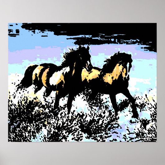 Pop Art Renpaarden Print Poster (Voorkant)