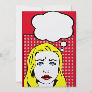 pop art retro blonde vrouwen trouwuitnodigingen kaart