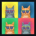Pop Art Retro Cats Poster<br><div class="desc">Groovy cats - Als je van katten houdt,  is dit het perfecte poster voor je.</div>