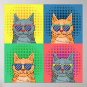 Pop Art Retro Cats Poster (Voorkant)