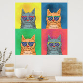 Pop Art Retro Cats Poster (Keuken)