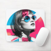 Pop Art Retro Chic Meisje Muismat (Met muis)