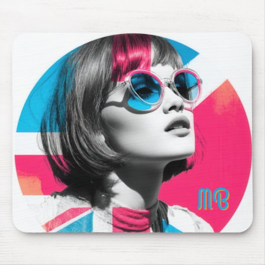 Pop Art Retro Chic Meisje Muismat (Voorkant)