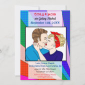 Pop Art Retro Couple Wedding Invite Kaart (Voorkant)