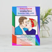 Pop Art Retro Couple Wedding Invite Kaart (Staand voorkant)