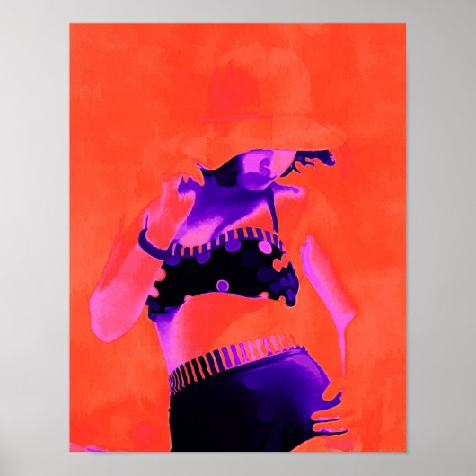 Pop Art Retro Hippy Chic Boho Artworks Girl Poster (Voorkant)