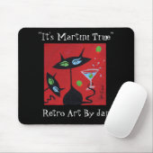 Pop Art Retro Martini Black Cat Mousepad Muismat (Met muis)