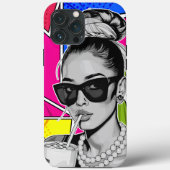 Pop Art Retrô Mulher Fashion Preto e Branco  Case-Mate iPhone Case (Achterkant)