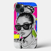 Pop Art Retrô Mulher Fashion Preto e Branco  Case-Mate iPhone Case (Achterkant)