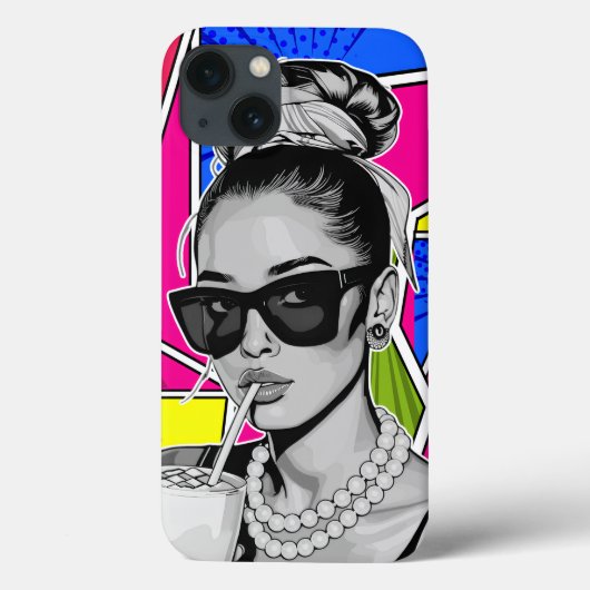 Pop Art Retrô Mulher Fashion Preto e Branco  Case-Mate iPhone Case (Achterkant)