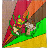 Pop Art Retro-paddenstoelen Douchegordijn (Voorkant)