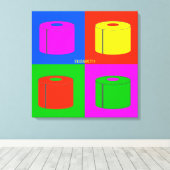 Pop Art Retro Psychedelic Toilet Paper Vibrant Canvas Afdruk (Insitu (Houten vloer))