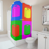 Pop Art Retro Psychedelic Toilet Paper Vibrant Douchegordijn (In situ)