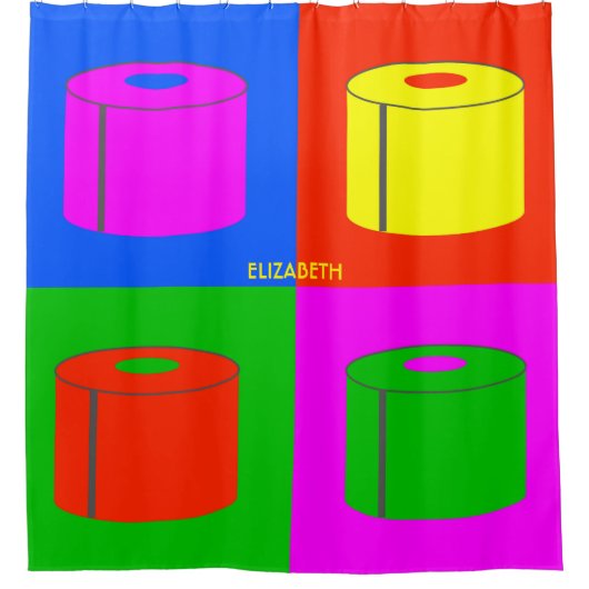 Pop Art Retro Psychedelic Toilet Paper Vibrant Douchegordijn (Voorkant)