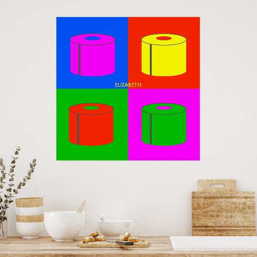 Pop Art Retro Psychedelic Toilet Paper Vibrant Poster (Keuken)