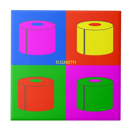 Pop Art Retro Psychedelic Toilet Paper Vibrant Tegeltje (Voorkant)