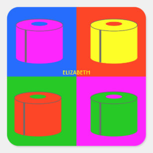 Pop Art Retro Psychedelic Toilet Paper Vibrant Vierkante Sticker