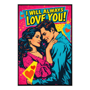 Pop Art Retro Romantische Strips Kleurrijke Romant Foto Afdruk