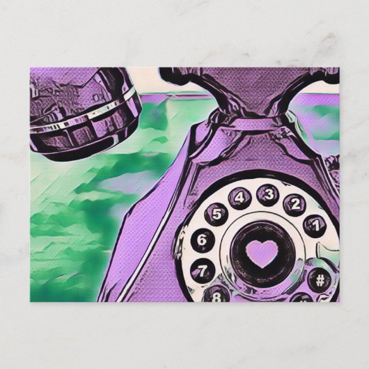 Pop Art Retro Telefoon Briefkaart (Voorkant)