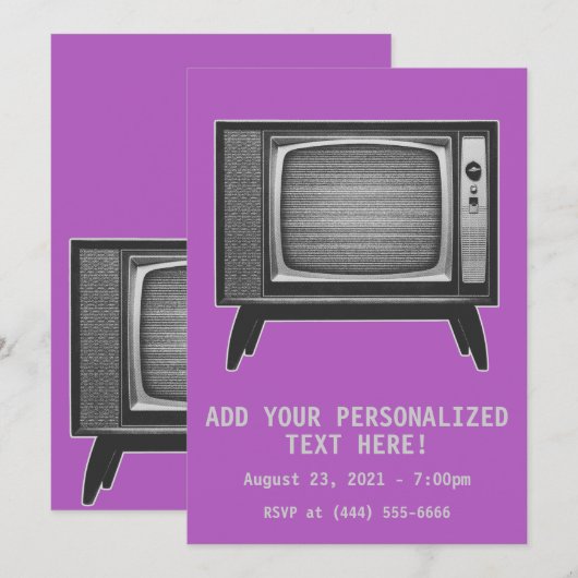 Pop Art Retro Televisie Set Kaart (Voorkant / Achterkant)