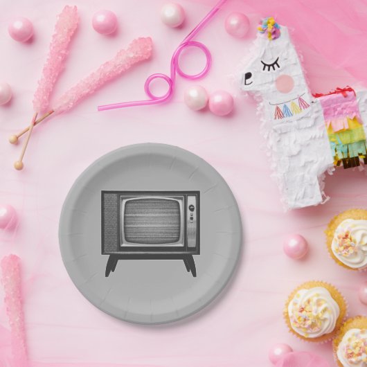 Pop Art Retro Television Set Papieren Bordje (Feest)
