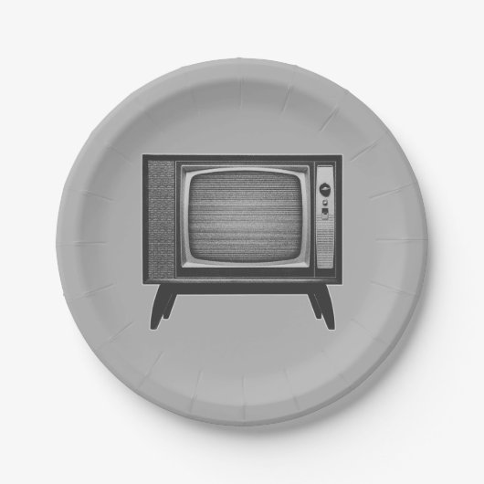 Pop Art Retro Television Set Papieren Bordje (Voorkant)
