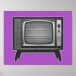 Pop Art Retro Television Set Poster<br><div class="desc">Bijna elk gezin had een van deze boxy en grote televisietoestellen in de woonkamer. De grafische Retro Television Set geeft de oude schooltv de kunstbehandeling van de pop. Het hele afbeelding is in drie tinten grijs. Het scherm van de televisie zendt het statische lawaai uit dat verscheen toen een kanaal...</div>