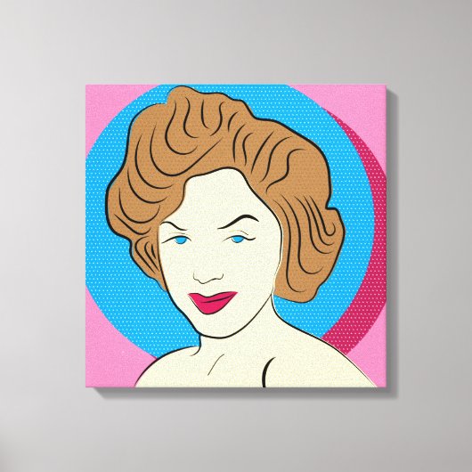 POP ART RETRO VROUW STRETCHED CANVAS ART PRINT (Voorkant)