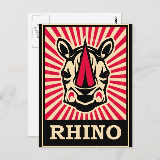 Pop Art Rhinoceros Briefkaart (Voorkant / Achterkant)