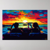 Pop Art Road Trip Sunset Wall Art – Avontuur Poster (Voorkant)