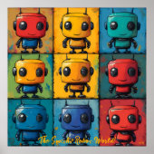Pop Art Robot Grid Kleurrijke Wall Art Poster (Voorkant)