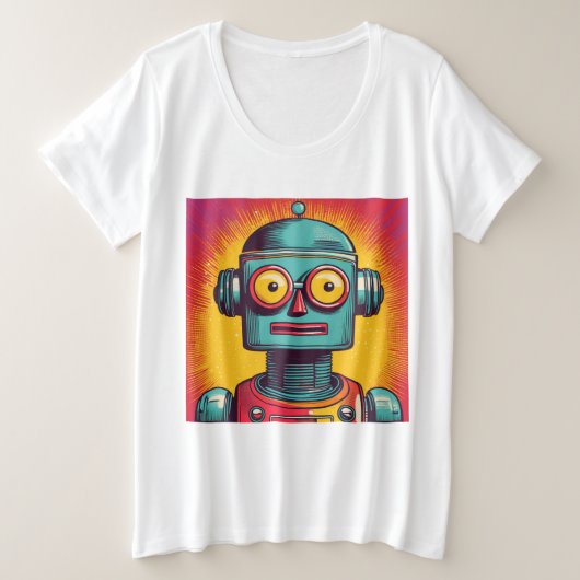 Pop Art Robot Grote Maat T-shirt (Design voorkant)