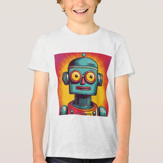 Pop Art Robot Tri-Blend Shirt (Voorkant)
