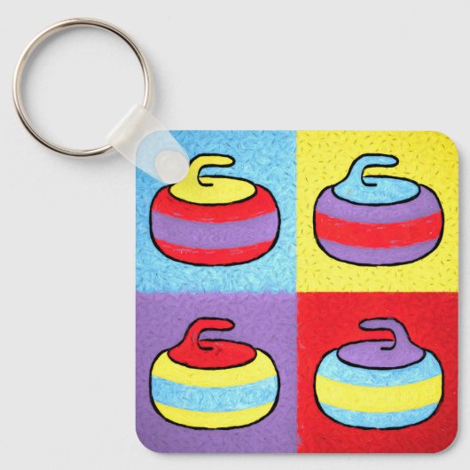 Pop Art Rocks Curling Design Sleutelhanger (Voorkant)