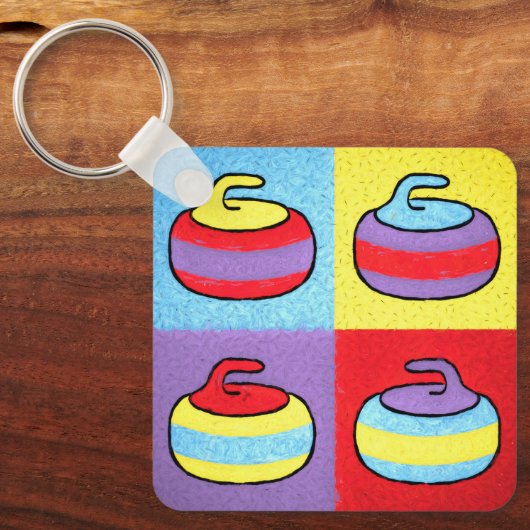 Pop Art Rocks Curling Design Sleutelhanger (Voorkant)