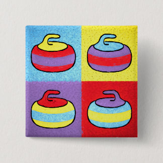 Pop Art Rocks Curling Design Vierkante Button 5,1 Cm